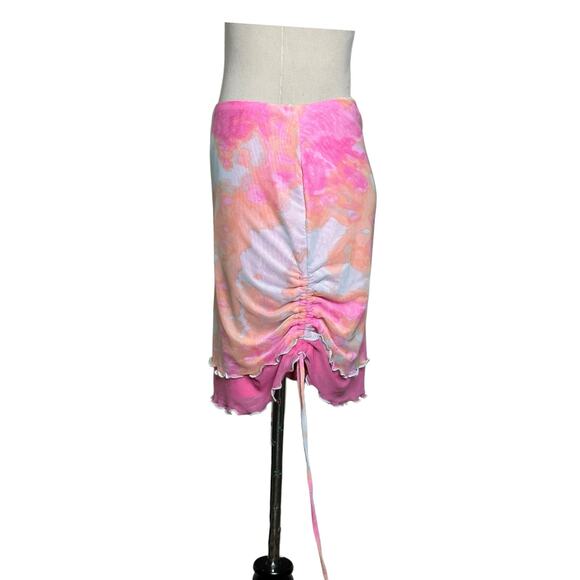 Wild fable pink orange print mesh lined mini skirt size small - Picture 6 of 8